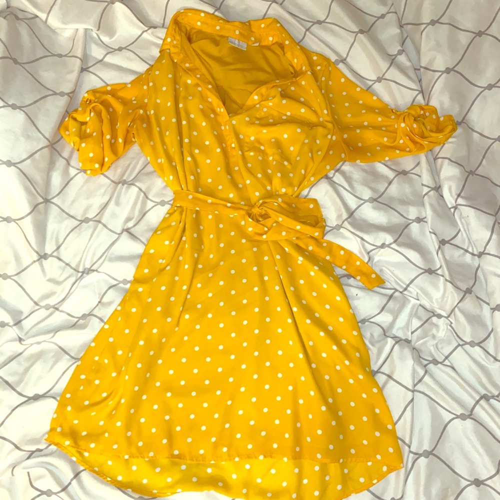 Yellow polka dot shirt dress NY&Co